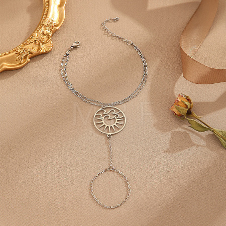 304 Stainless Steel Link Ring Bracelets for Women FS-WGFF536-02-1