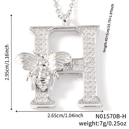 Brass Micro Pave Clear Cubic Zirconia Pendant Necklaces FS-WG7BC7F-08-1