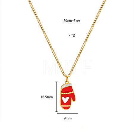 Christmas 304 Stainless Steel Enamel Pendant Necklaces FS-WGDAA96-01-1