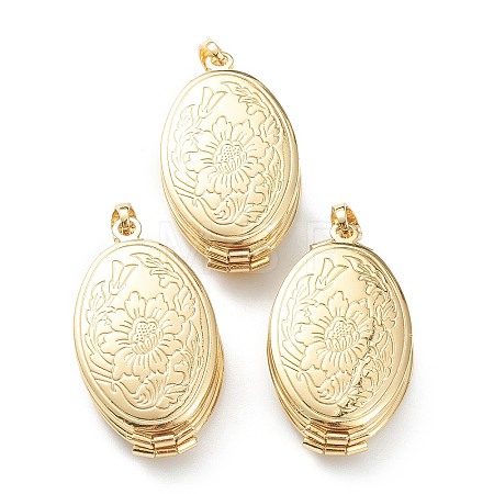 Brass Locket Pendants X-KK-P199-10G-1