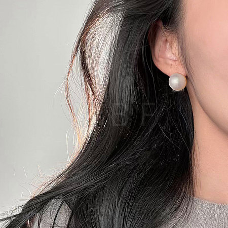 Brass & Plastic Pearl Hoop Earrings FS-WGC04E8-02-1