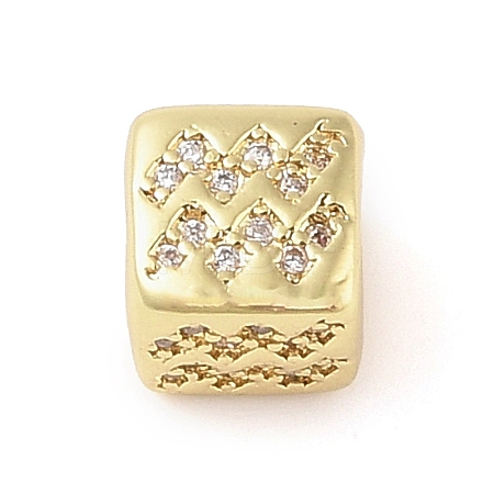 Brass Micro Pave Clear Cubic Zirconia European Beads KK-K368-01G-11-1