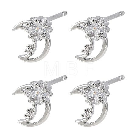 SHEGRACE Brass Micro Pave Cubic Zirconia Stud Earrings XGRQ4N495-709P-1