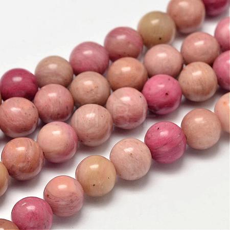 Round Natural Rhodonite Beads Strands G-K092-8mm-1