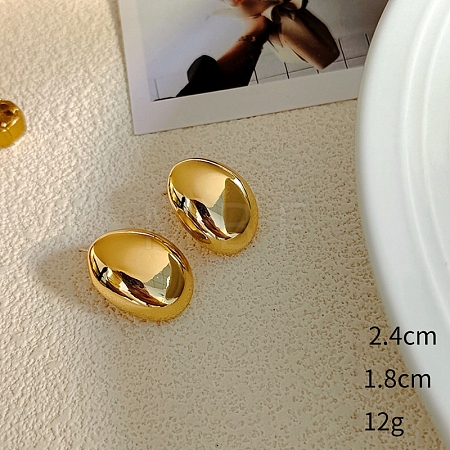 Oval Alloy Stud Earrings WG64463-17-1