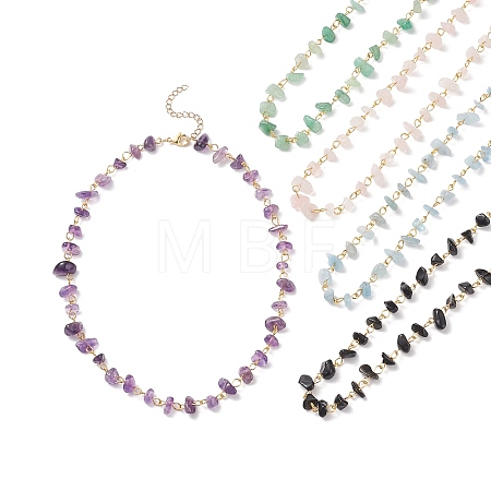 5Pcs 5 Style Natural Mixed Gemstone Chips Beaded Necklaces Set NJEW-JN04061-1