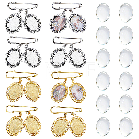 Alloy & Steel Oval Tray Brooch Base Settings JEWB-DC00008-1