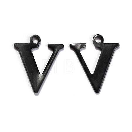 304 Stainless Steel Alphabet Charms STAS-H122-V-EB-1