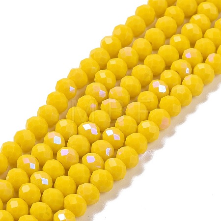 Electroplate Opaque Solid Color Glass Beads Strands EGLA-A034-P6mm-L02-1