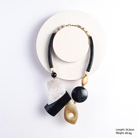 Boho Exaggerated Acrylic Geometric Bib Necklaces with Alloy Chains for Women WGBF397-02-1