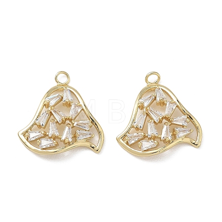 Brass Micro Pave Clear Cubic Zirconia Pendants KK-C259-02G-1