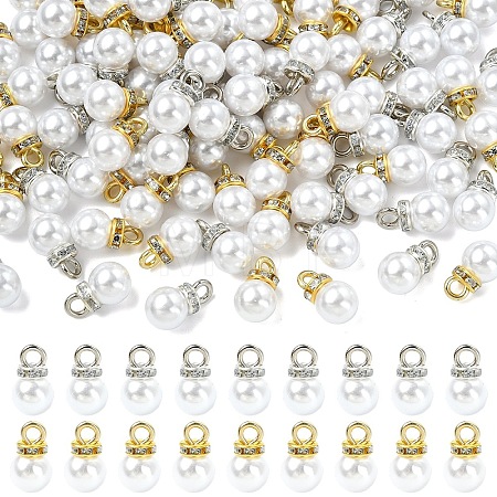 100Pcs 2 Colors Resin Imitation Pearl Charms RESI-YW0006-04-1