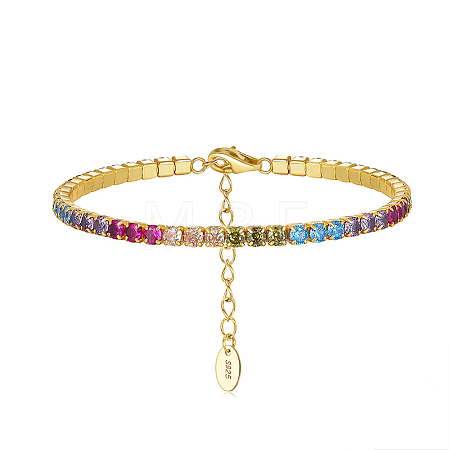 Real 14K Gold Plated 925 Sterling Silver Link Chain Bracelet BJEW-P311-01G-02-1