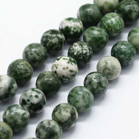 Natural Green Spot Jasper Beads Strands G-I199-30-4mm-1