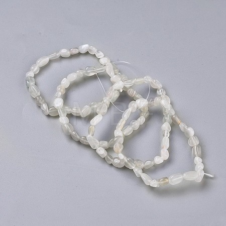 Natural White Moonstone Bead Stretch Bracelets BJEW-K213-43-1