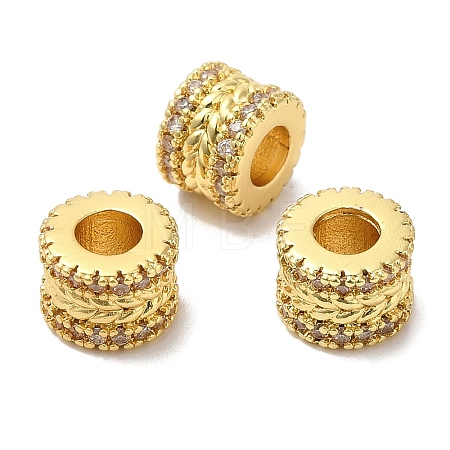 Rack Plating Brass Cubic Zirconia European Beads KK-R147-03G-1