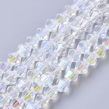 Electroplate Glass Beads Strands X-EGLA-Q118-4mm-C17-1