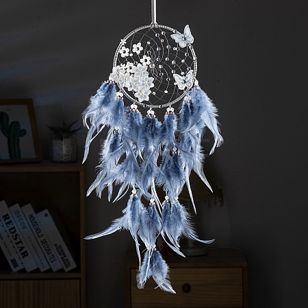 Butterfly Woven Web/Net with Feather Decorations PW-WG68202-01-1