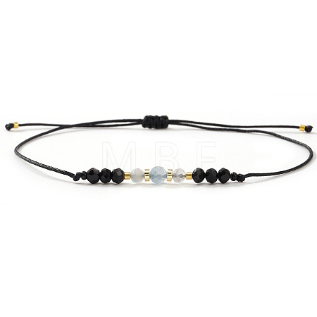 Natural Gemstone & Glass Beaded Braided Bead Bracelets WW1419-5-1