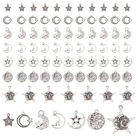 84Pcs 7 Style Tibetan Style Alloy Pendants TIBEP-PH0001-52-1
