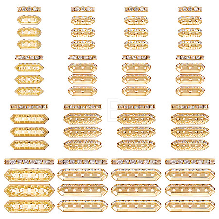 120Pcs 4 Styles Alloy Crystal Rhinestone Spacer Bars FIND-ME0004-07G-1