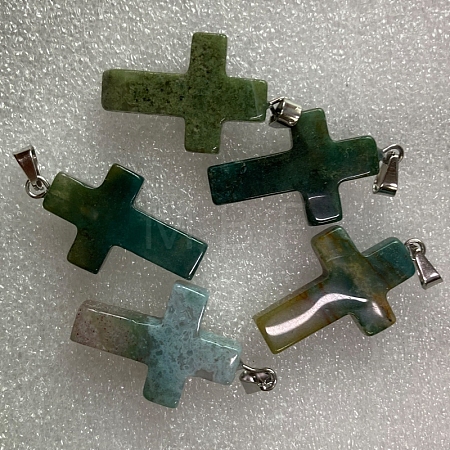 Natural Indian Agate Pendants G-PW0006-02P-31-1