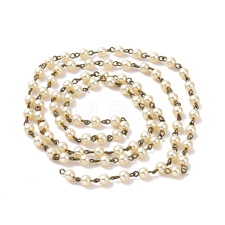 Handmade Round Glass Pearl Beads Chains for Necklaces Bracelets Making AJEW-JB00035-07-1