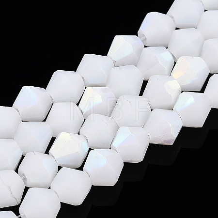 Imitation Jade Bicone Frosted Glass Bead Strands EGLA-A039-J6mm-MB06-1