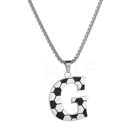 201 Stainless Steel Soccer Initial Pendant Necklacess for Men Women WG63E1E-01-1