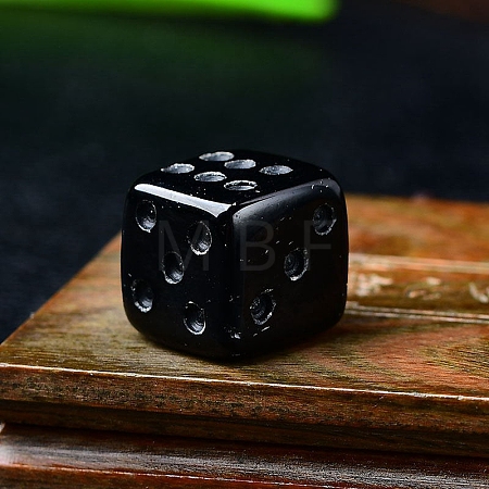 Natural Obsidian Carved Dice Figurines Statues for Home Office Desktop Decoration PW-WG06413-13-1
