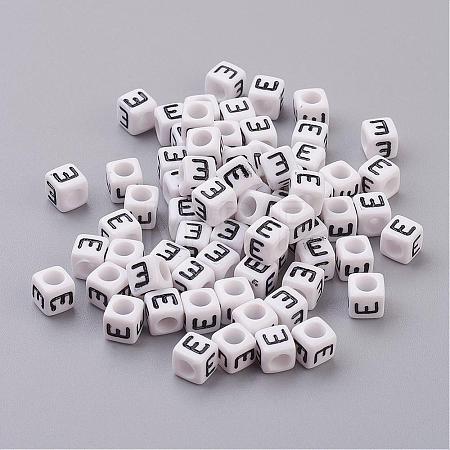 Acrylic Horizontal Hole Letter Beads PL37C9308-E-1