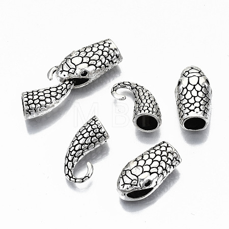 Tibetan Style Alloy Hook and Snake Head Clasps TIBE-N011-040AS-RS-1