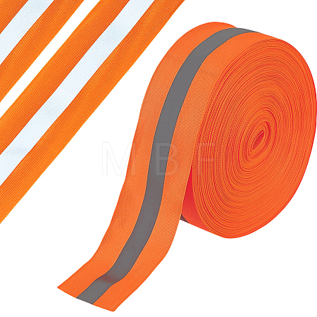 Reflective Polyester Ribbons SRIB-WH0011-475B-1-1