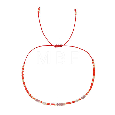 Bohemian Faceted Rondelle Natural Amethyst and Glass Heishi Braided Bead Bracelets for Women FE7255-1-1