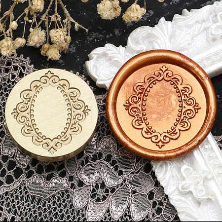 Flower Frame Brass Stamp Heads AJEW-M037-09G-01-1