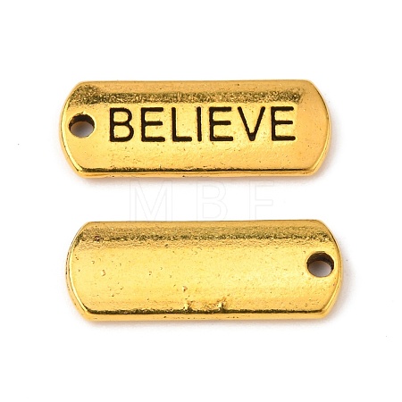Tibetan Style Alloy Rectangle with Word Believe Pendants TIBEP-Q043-066AG-RS-1