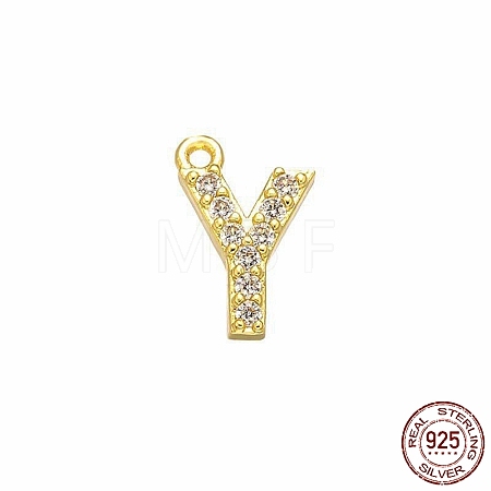 Real 18K Gold Plated 925 Sterling Silver Micro Pave Clear Cubic Zirconia Charms STER-P054-10G-Y-1