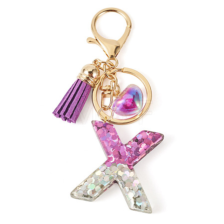 Alloy Resin Heart Keychains KEYC-TADJ0002-01G-X-1