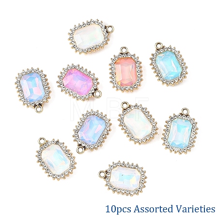 10Pcs UV Plating Alloy with Mixed Color Glass Rhinestone Pendants FIND-YW0009-03E-1
