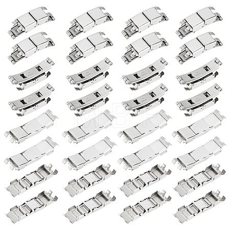 20 Sets 2 Styles Rectangle 201 Stainless Steel Watch Band Clasps STAS-DC0011-60-1