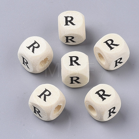 Printed Natural Wood Beads LS-X-WOOD-T026-001R-1