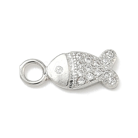 Brass Micro Pave Clear Cubic Zirconia Charms KK-H528-04A-P-1