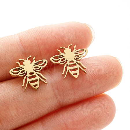 Bees 201 Stainless Steel Stud Earrings FS-WGD71BE-02-1
