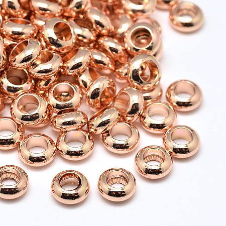 Brass Flat Round Spacer Beads X-KK-M085-10RG-NR-1