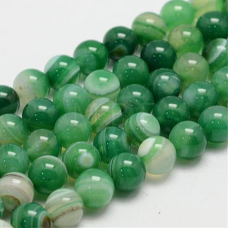 Natural Striped Agate/Banded Agate Bead Strands G-K155-B-6mm-08-1