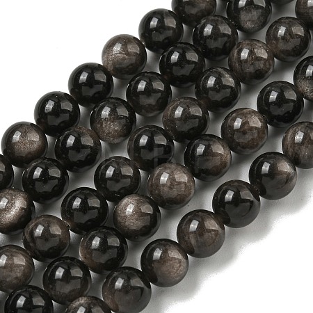 Natural Silver Obsidian Beads Strands X-G-S150-20A-8mm-1