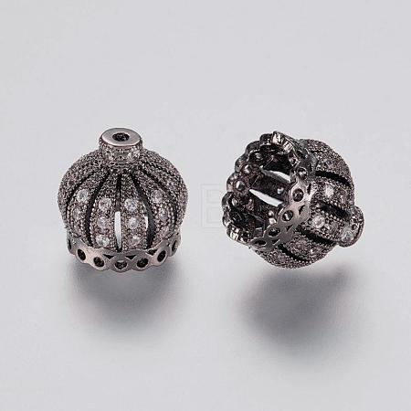 Brass Micro Pave Cubic Zirconia Beads ZIRC-K063-14B-1