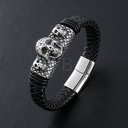 Punk Braided PU Leather Cord Bracelets JD5649-1-1