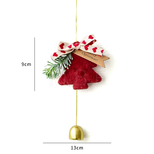 Christmas Velvet Christmas Tree with Iron Bell Pendant Decorations PW-WG7222C-02-1