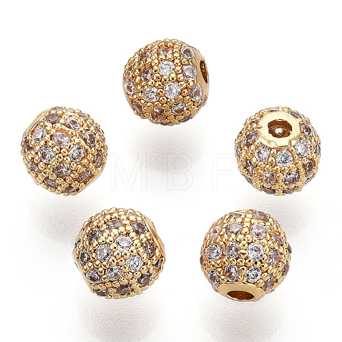 Rack Plating Brass Cubic Zirconia Beads ZIRC-S001-6mm-A02-1